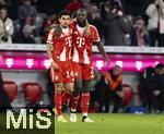 08.02.2026, Fussball Bundesliga 2025/2026, 21.Spieltag, FC Bayern München - TSG 1899 Hoffenheim, in der Allianz-Arena München, v.li: Luis Diaz (FC Bayern München), Dayot Upamecano (FC Bayern München) Torjubel 