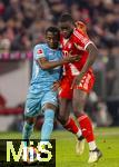 08.02.2026, Fussball Bundesliga 2025/2026, 21.Spieltag, FC Bayern München - TSG 1899 Hoffenheim, in der Allianz-Arena München,  v.li: Bazoumana Toure (TSG 1899 Hoffenheim) gegen Dayot Upamecano (FC Bayern München) 