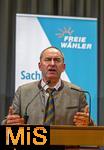09.02.2026, Bad Wörishofen im Unterallgäu, Parteiveranstaltung zur Kommunalwahl 2026, Freie Wähler laden ein in den Kursaal. Zu Gast ist Hubert Aiwanger (Stellvertretender bayerischer Ministerpräsident, Staatsminister für Wirtschaft, Landesentwicklung und Energie, Bundes- und bayerischer Landesvorsitzender der Freien Wähler) hier am Rednerpult.