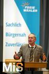 09.02.2026, Bad Wörishofen im Unterallgäu, Parteiveranstaltung zur Kommunalwahl 2026, Freie Wähler laden ein in den Kursaal. Zu Gast ist Hubert Aiwanger (Stellvertretender bayerischer Ministerpräsident, Staatsminister für Wirtschaft, Landesentwicklung und Energie, Bundes- und bayerischer Landesvorsitzender der Freien Wähler) hier am Rednerpult.