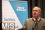 09.02.2026, Bad Wörishofen im Unterallgäu, Parteiveranstaltung zur Kommunalwahl 2026, Freie Wähler laden ein in den Kursaal. Zu Gast ist Hubert Aiwanger (Stellvertretender bayerischer Ministerpräsident, Staatsminister für Wirtschaft, Landesentwicklung und Energie, Bundes- und bayerischer Landesvorsitzender der Freien Wähler) hier am Rednerpult. 