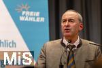 09.02.2026, Bad Wörishofen im Unterallgäu, Parteiveranstaltung zur Kommunalwahl 2026, Freie Wähler laden ein in den Kursaal. Zu Gast ist Hubert Aiwanger (Stellvertretender bayerischer Ministerpräsident, Staatsminister für Wirtschaft, Landesentwicklung und Energie, Bundes- und bayerischer Landesvorsitzender der Freien Wähler) hier am Rednerpult. 