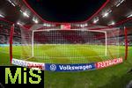 11.02.2026, Fussball DFB-Pokal 2025/2026, Viertelfinale, FC Bayern München - RB Leipzig, in der Allianz-Arena München. Vor dem Spiel, das Tor in der Nordkurve.
