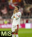 11.02.2026, Fussball DFB-Pokal 2025/2026, Viertelfinale, FC Bayern München - RB Leipzig, in der Allianz-Arena München. Antonio Nusa (RB Leipzig) nachdenklich 