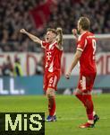 11.02.2026, Fussball DFB-Pokal 2025/2026, Viertelfinale, FC Bayern München - RB Leipzig, in der Allianz-Arena München. li: Joshua Kimmich (FC Bayern München) jubelt 