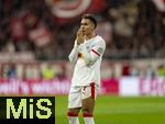 11.02.2026, Fussball DFB-Pokal 2025/2026, Viertelfinale, FC Bayern München - RB Leipzig, in der Allianz-Arena München. Antonio Nusa (RB Leipzig) nachdenklich 